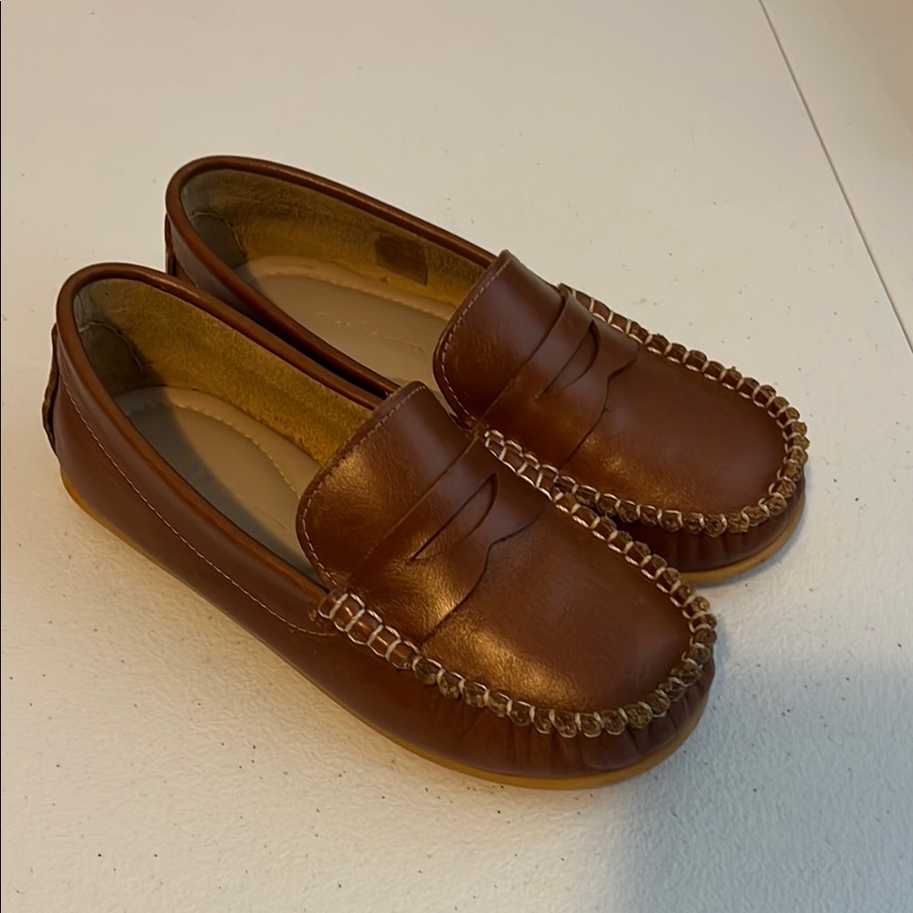 Elephantito Brown Alex Driver Leather Loafers Size 1 Boys